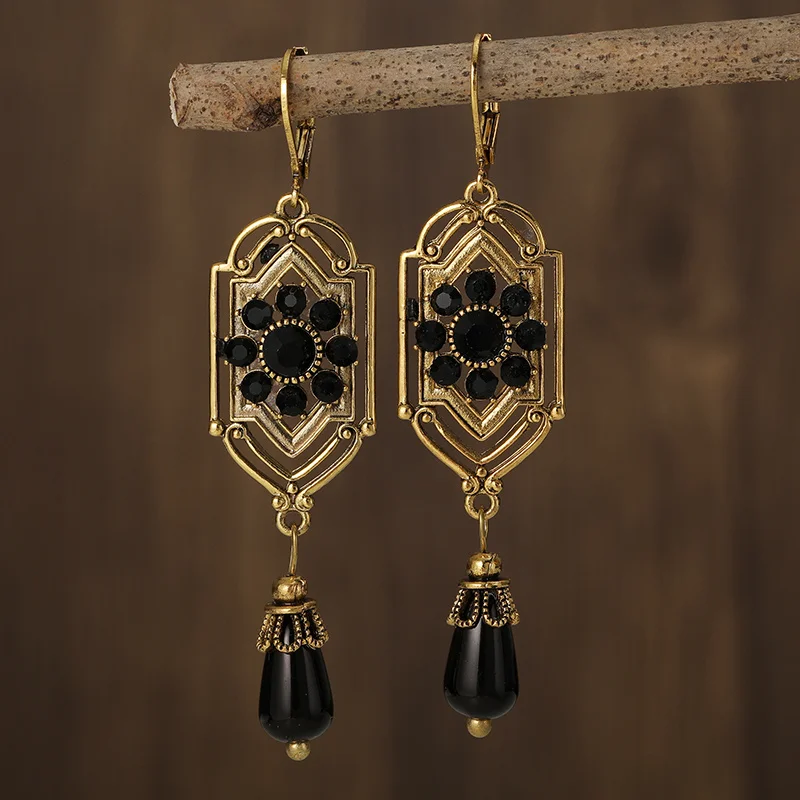 Charm™ | Elegant Vintage Black Crystal Earrings