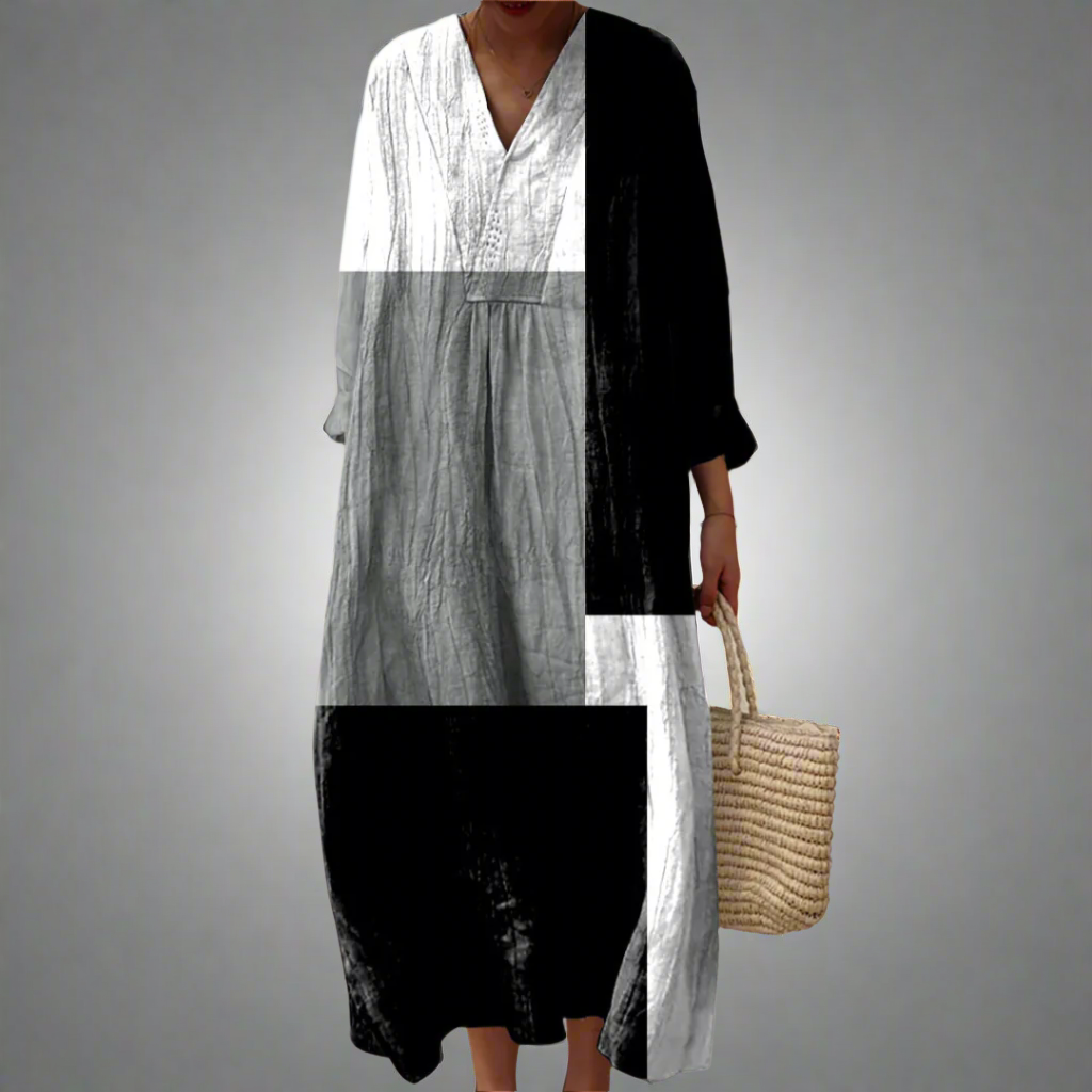 Colette™ | Artistic Black Maxi Dress With Long Sleeves