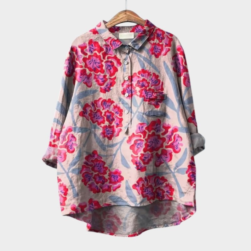 Fallon - Elegant Floral Printed Top with Pocket