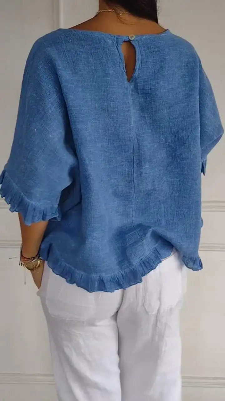 Gemma™ | Effortless White Blouse with Puff Sleeves