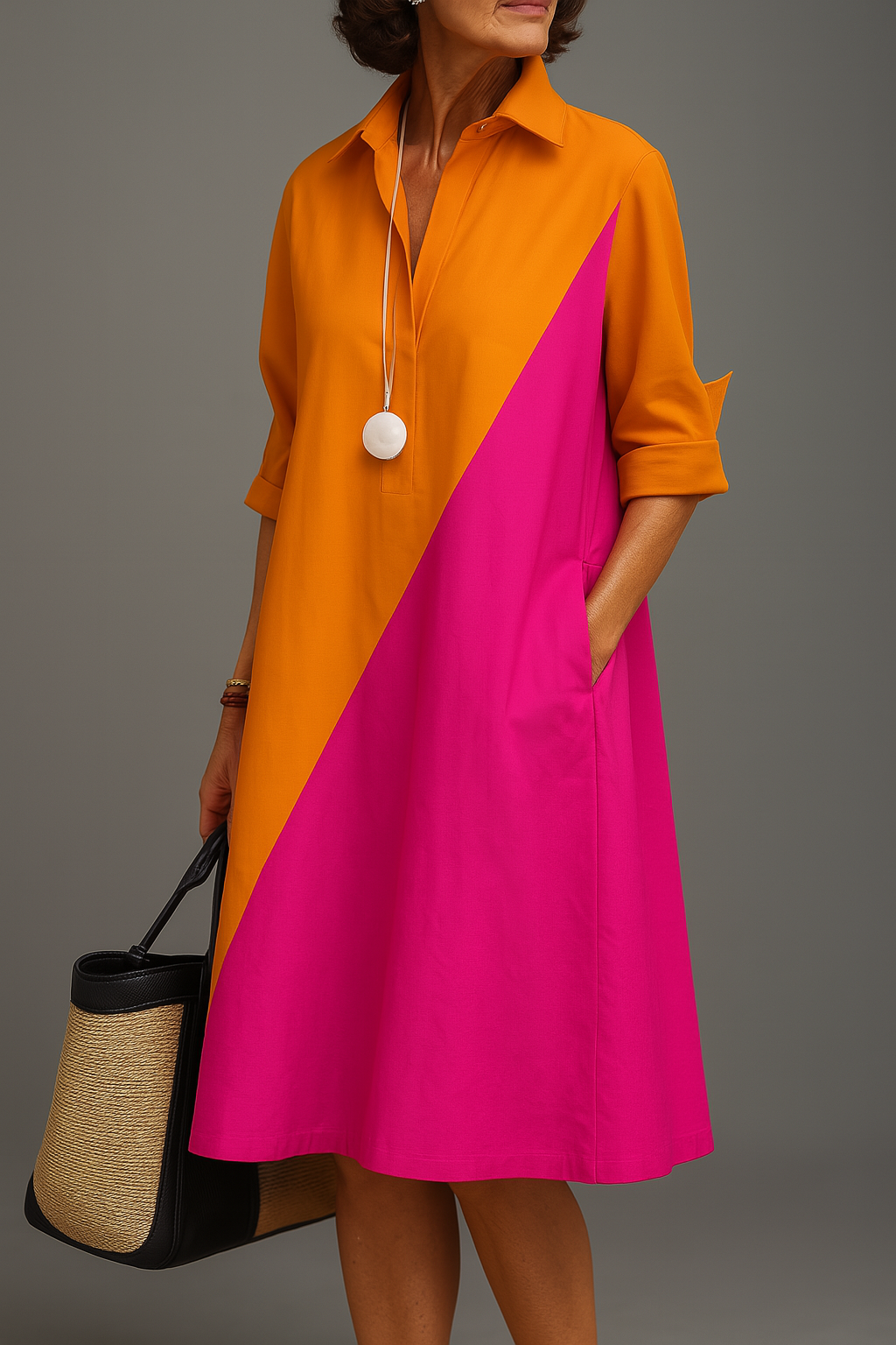 Helene™ | Bold Green Midi Dress with Sleeves for Women