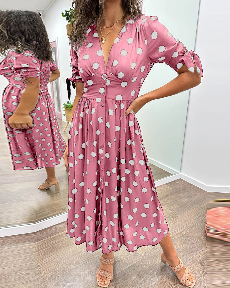 Monique™ | Elegant Midi Dress for Women with Polka Dot Design