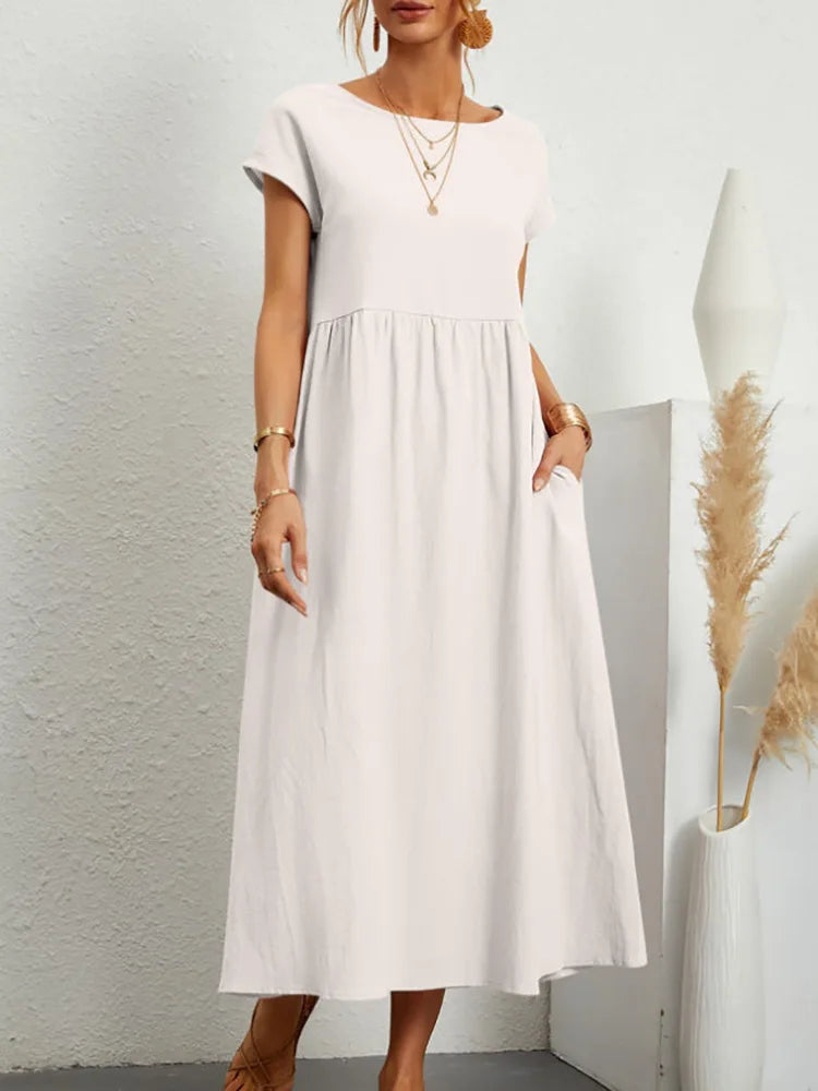 Variant image for Vintage Women’s Summer Dress - Elegant Cotton Linen Sundress-29