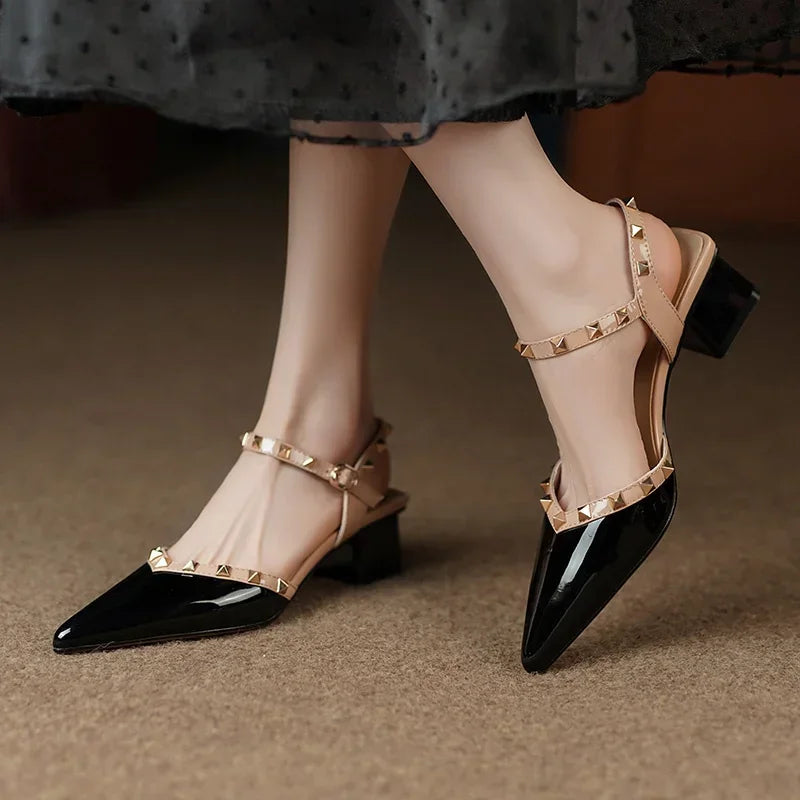 Variant image for Pointed-Toe Slingback Heels - Stylish Comfort with Pyramid Studs-25