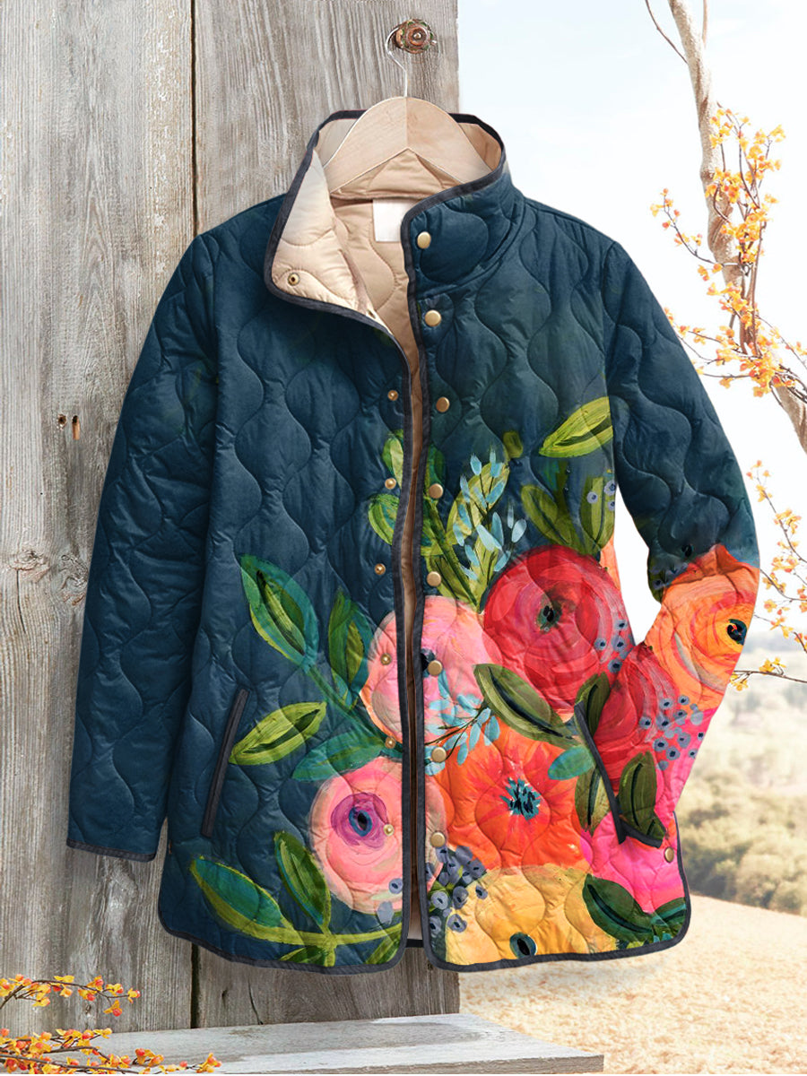 Sophia™ | Cozy Floral Print Womens Jacket