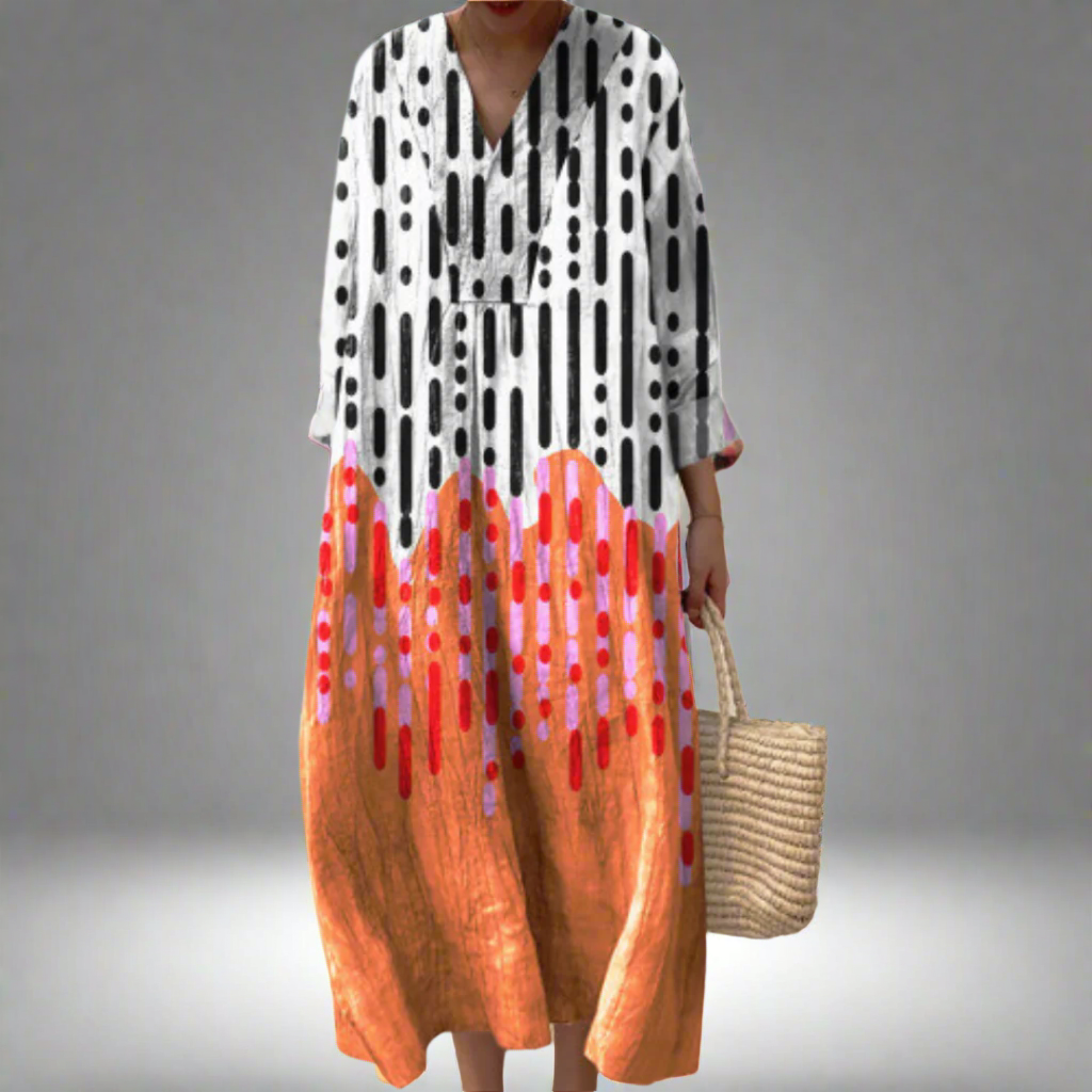 Tessa™ | Artful Black Maxi Dress for Women