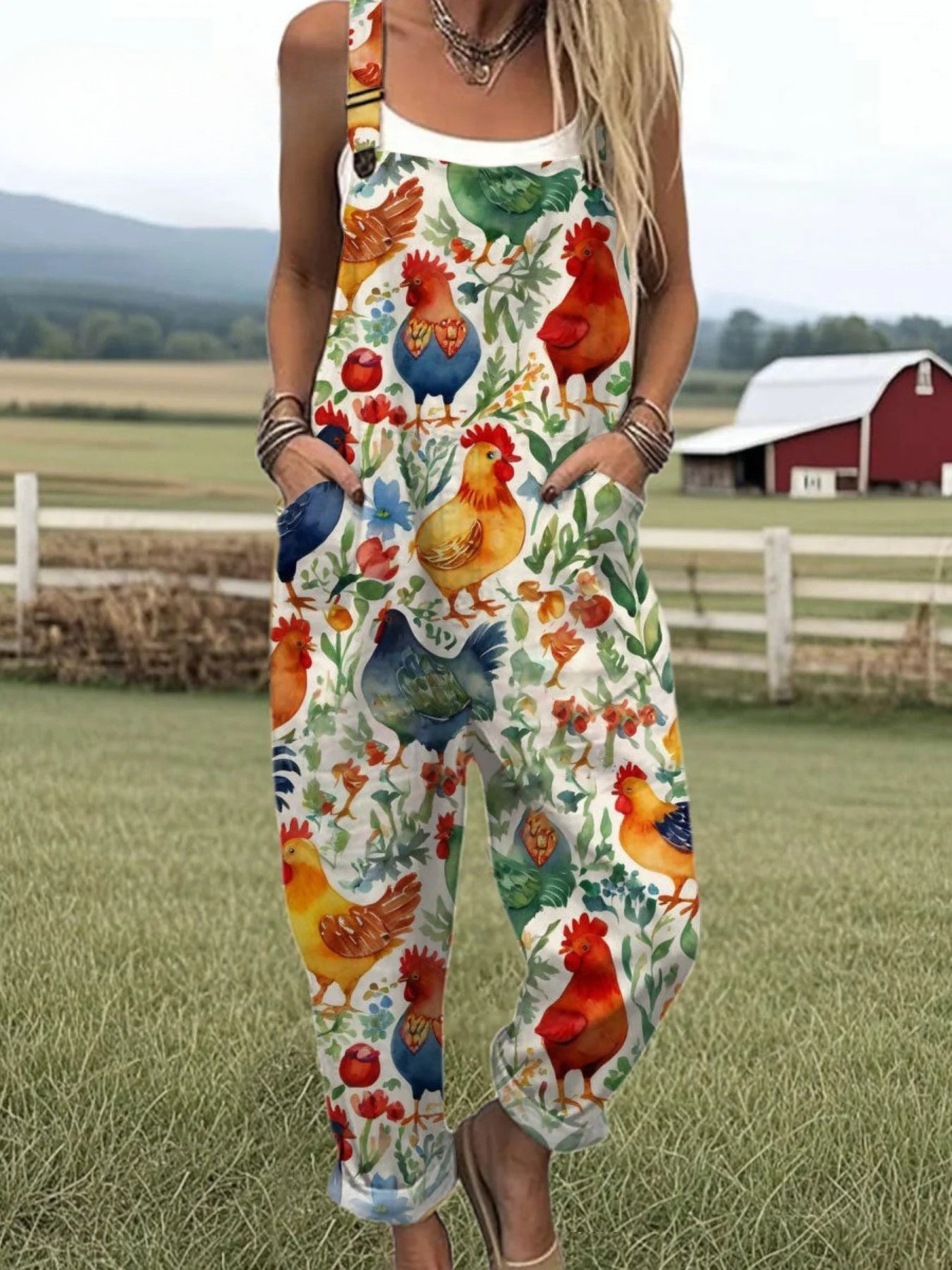 Women's Jumpsuit - Vintage Floral Design, Wide Leg Comfort & Style