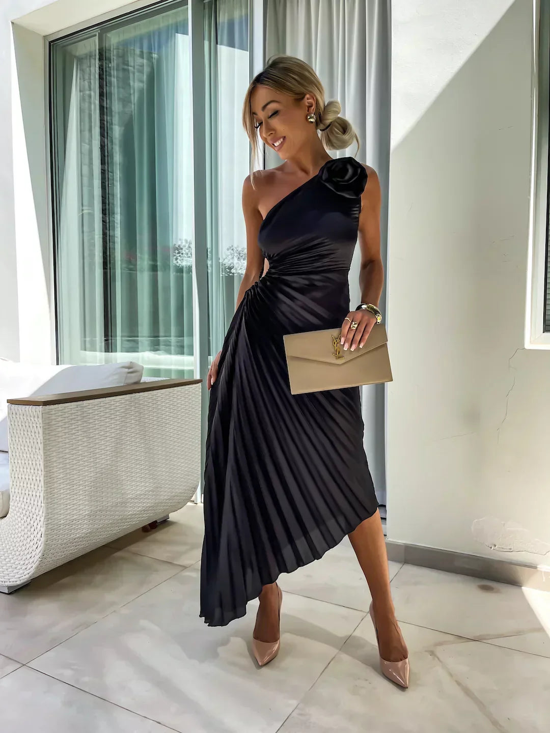 Variant image for Lizbeth One Shoulder Floral Dress - Elegant Wedding Guest & Cocktail Style-17