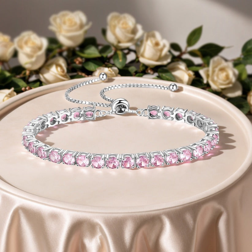 Breast Cancer Awareness Pink Tennis Bracelet
