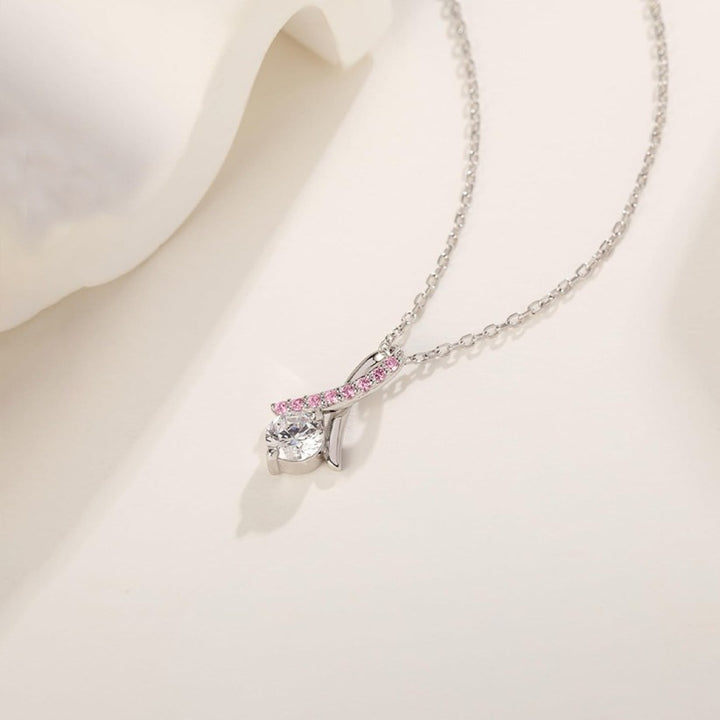 Breast Cancer Awareness-Pink Cross Diamond Embrace Necklace