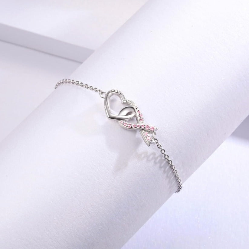 Breast Cancer Awareness Love Pink Ribbon Bracelet