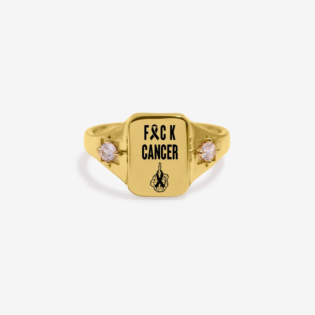 S925 FUCK Cancer Warrior Ring
