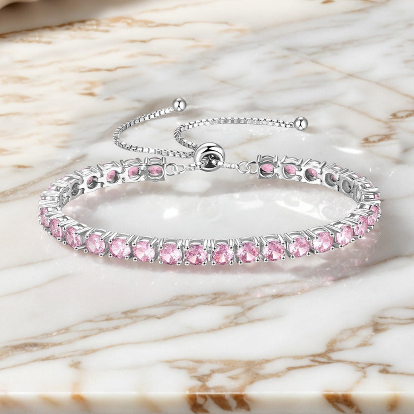 Breast Cancer Awareness Pink Tennis Bracelet