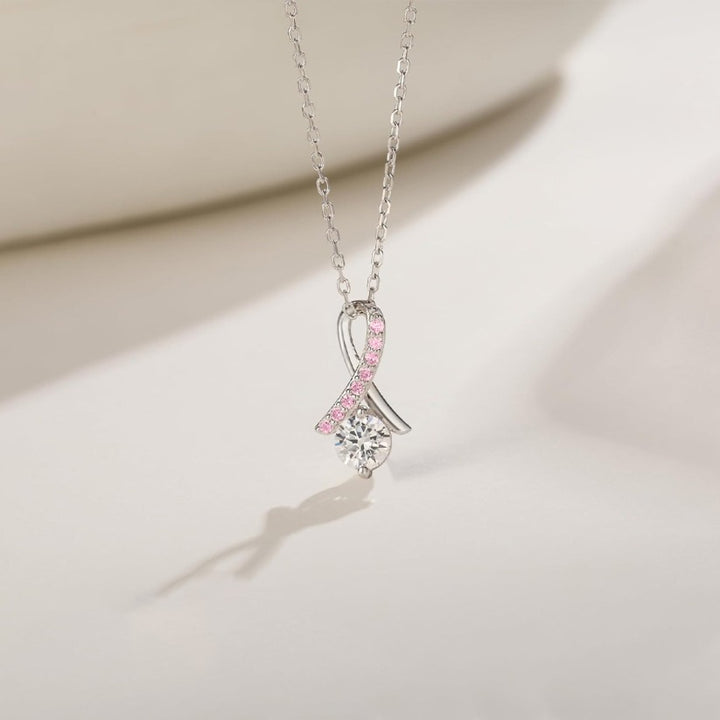 Breast Cancer Awareness-Pink Cross Diamond Embrace Necklace