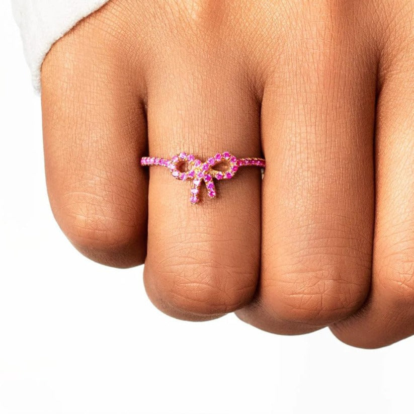 S925 Raise Awareness Of Breast Cancer Pink Ribbon Ring – Hugo & Rose USA