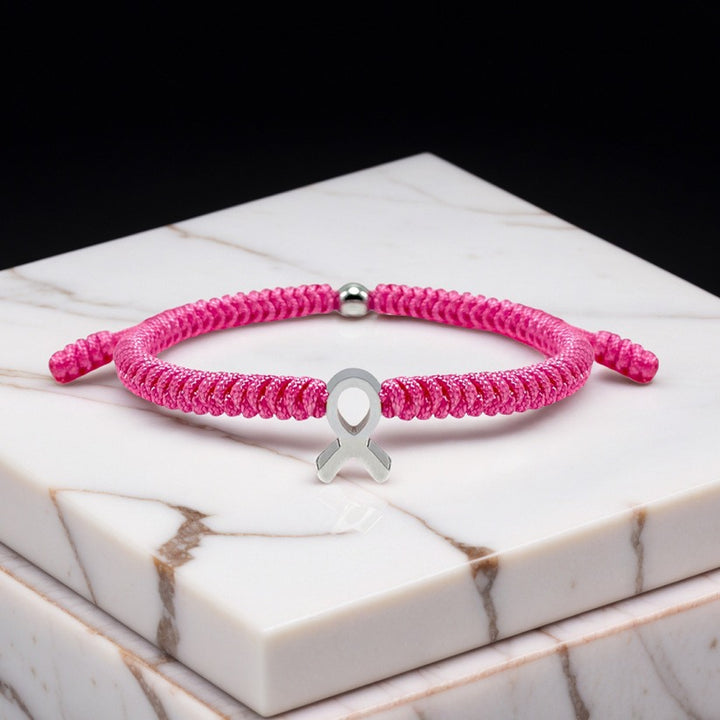 Breast Cancer Awareness Pink Ribbon Bangle Bracelets