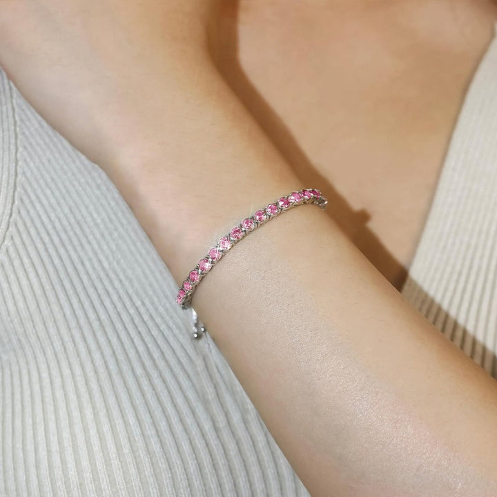 Breast Cancer Awareness Pink Tennis Bracelet