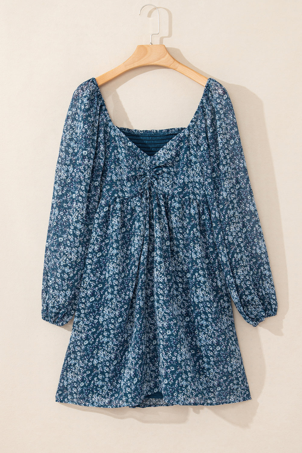 Floral Print Sweetheart Neck Mini Dress