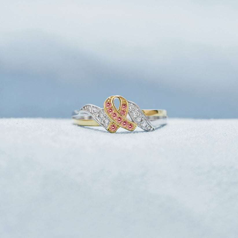 Pink ribbon ring to raise awareness of breast cancer