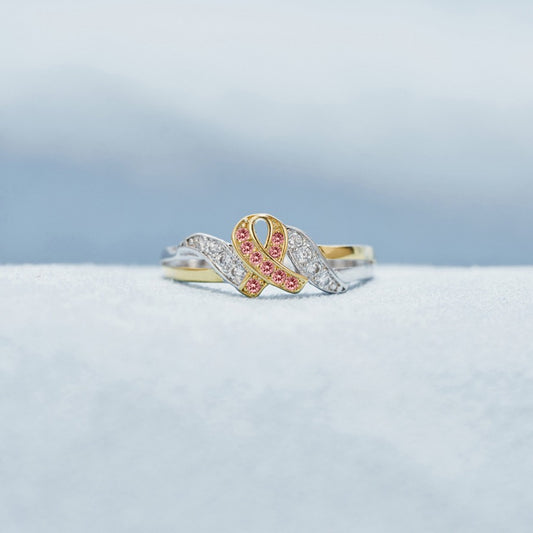 Pink ribbon ring to raise awareness of breast cancer