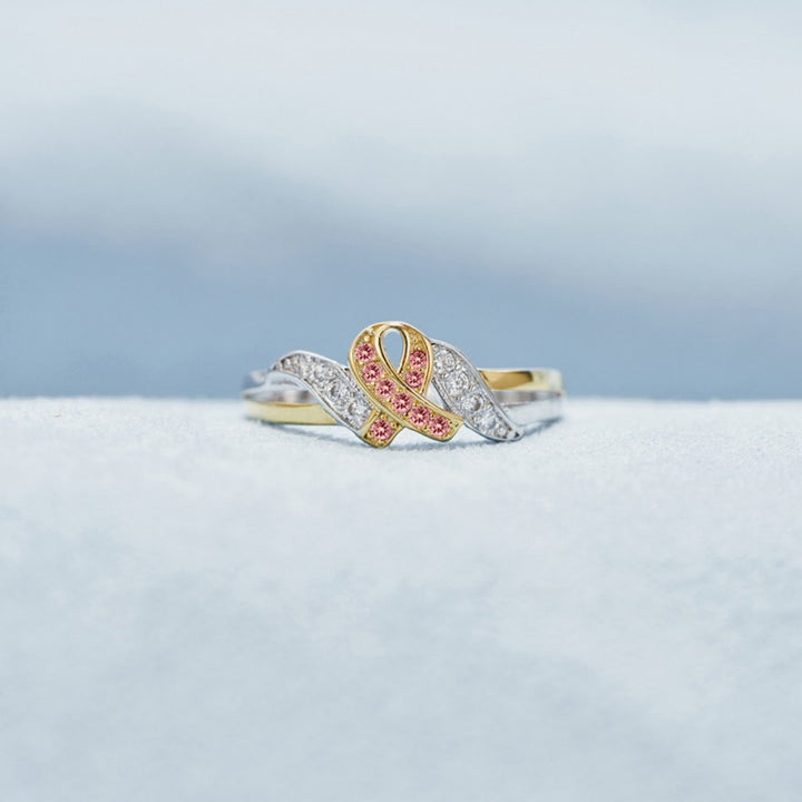 Pink ribbon ring to raise awareness of breast cancer