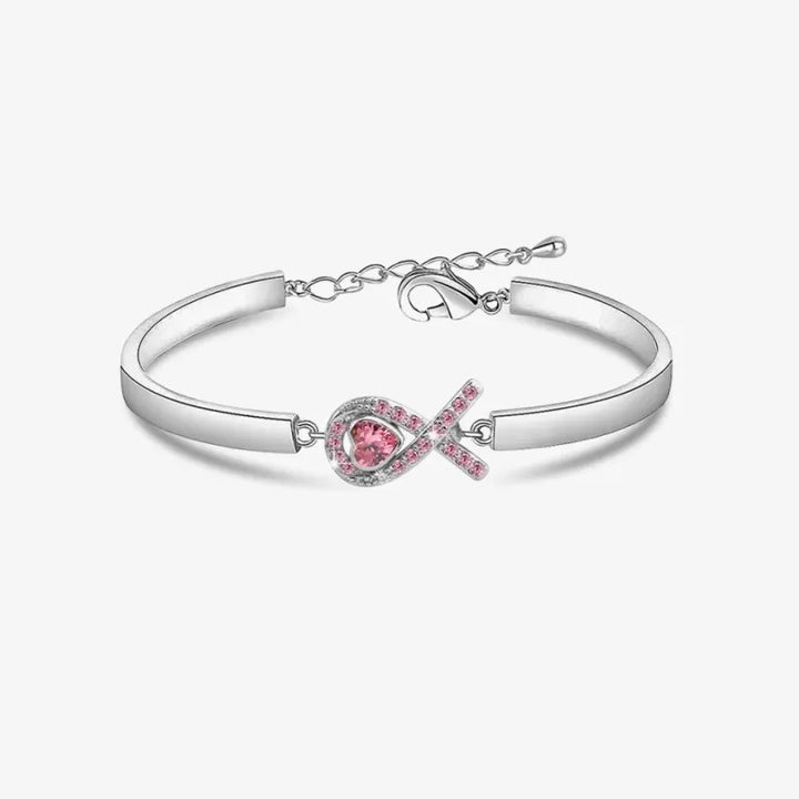 Breast Cancer Awareness-It is ok to not be ok Pink Heart Ribbon Bracelet