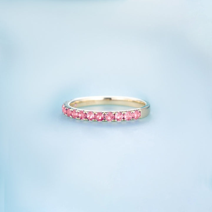 Breast Cancer Awareness Pink Half Eternity Ring