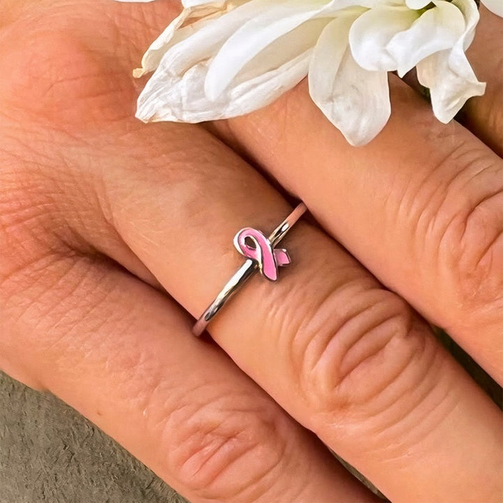 Breast Cancer Awareness- Pink ribbon thin Ring