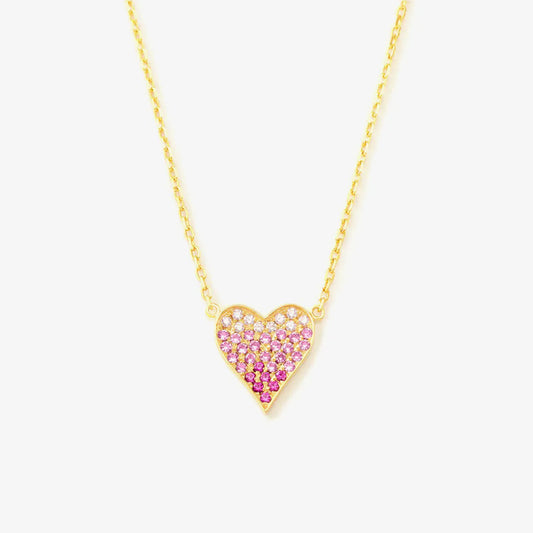 Breast Cancer Awareness-Gradient pink heart necklace