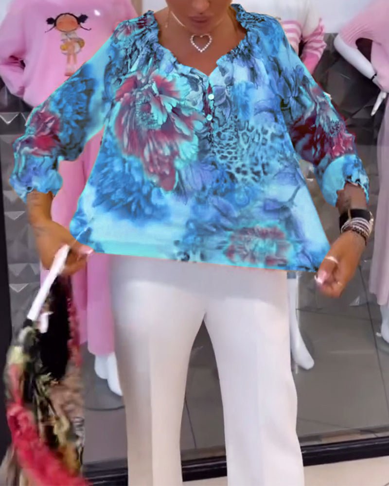 Elsie | Floral V-Neck Blouse