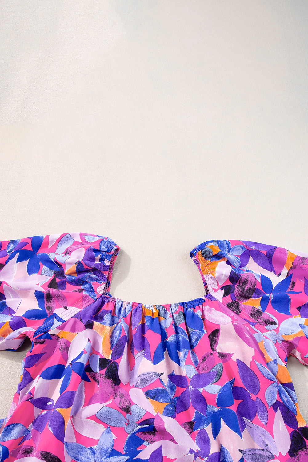 Flower Short Sleeve Ruffled Dresses