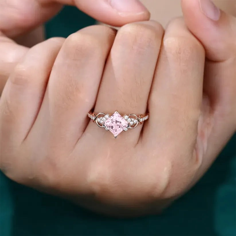 Breast Cancer Awareness-It is ok to not be ok Cut Moissanite Ring