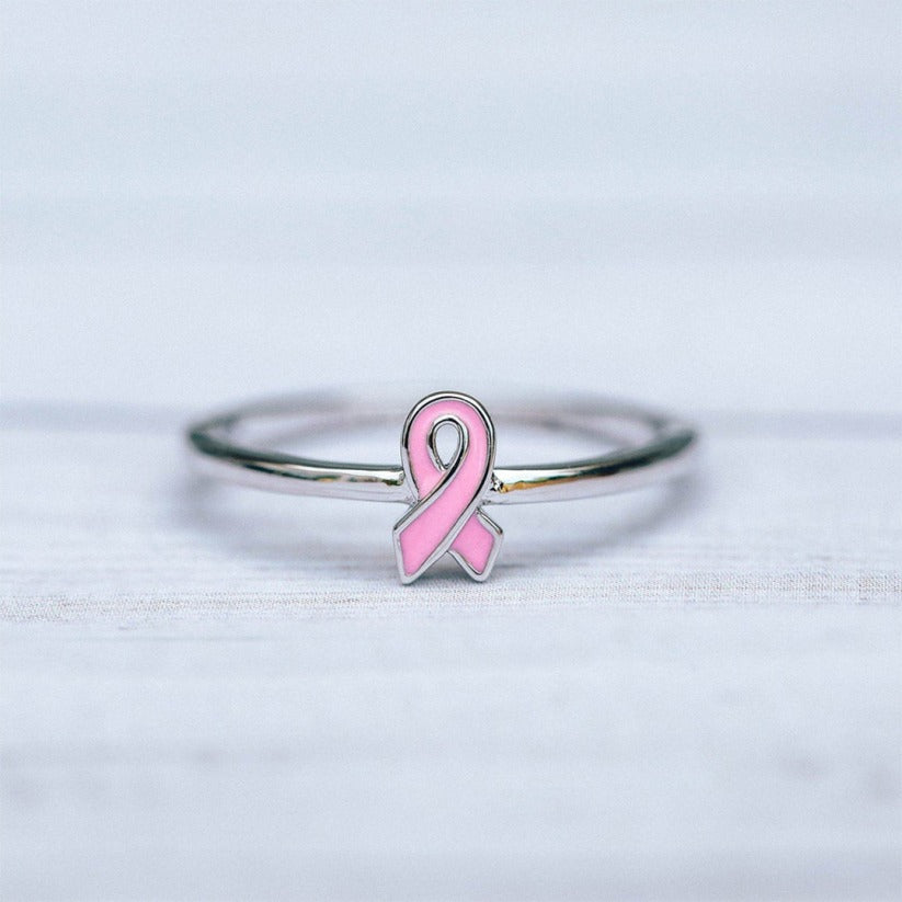 Breast Cancer Awareness- Pink ribbon thin Ring