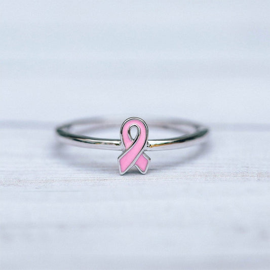 Breast Cancer Awareness- Pink ribbon thin Ring