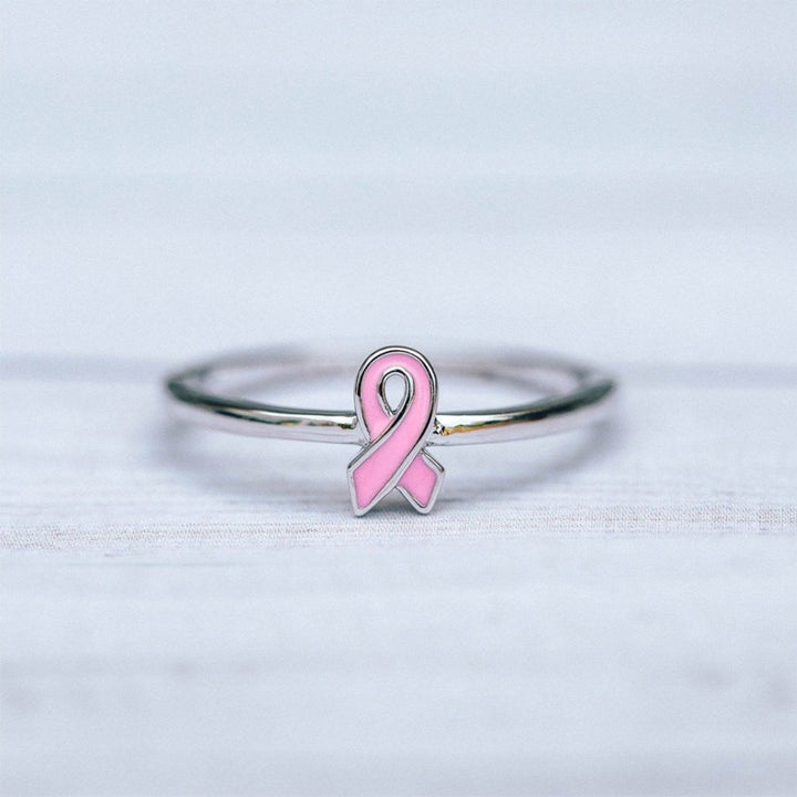Breast Cancer Awareness- Pink ribbon thin Ring