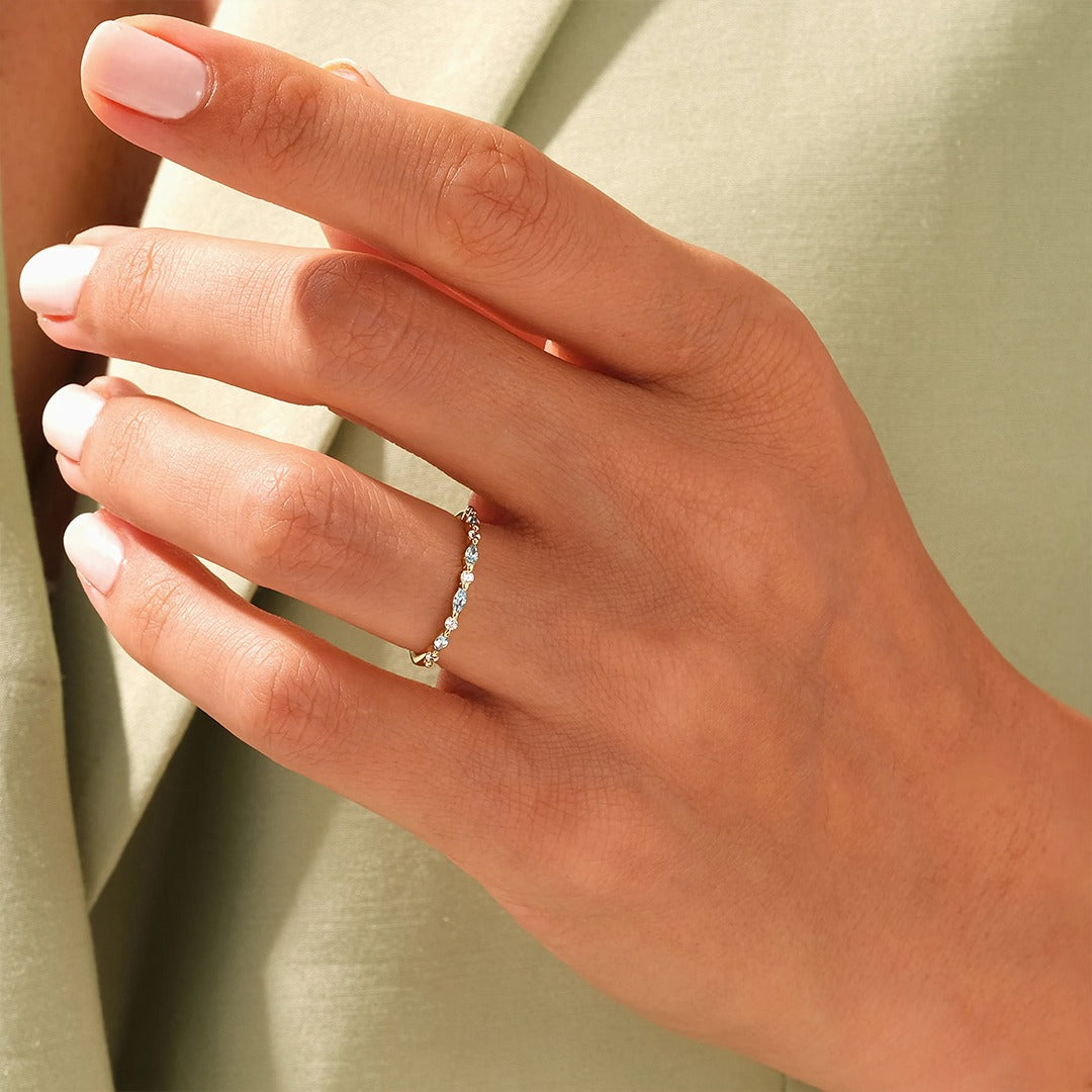 Ovarian Cancer Awareness-Cyan Diamond Thin Ring