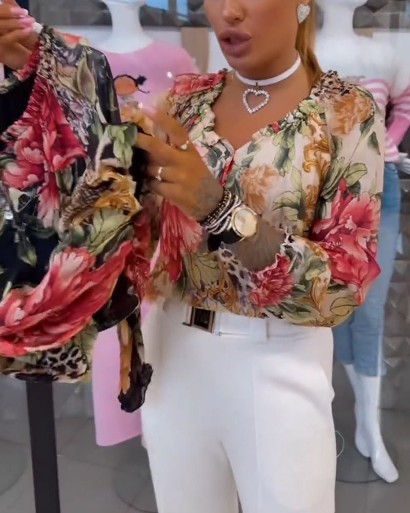 Elsie | Floral V-Neck Blouse