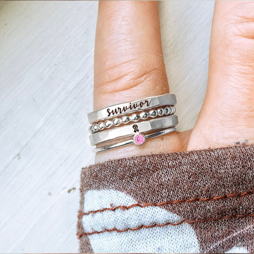Breast Cancer Awareness-I Am Enough Four-layer stacking ring