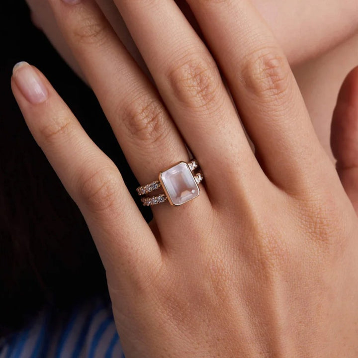 Breast Cancer I Am Enough Rose Quartz Ring