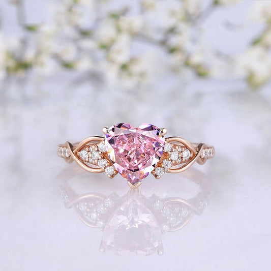 Breast Cancer Awareness Pink Diamond Ring