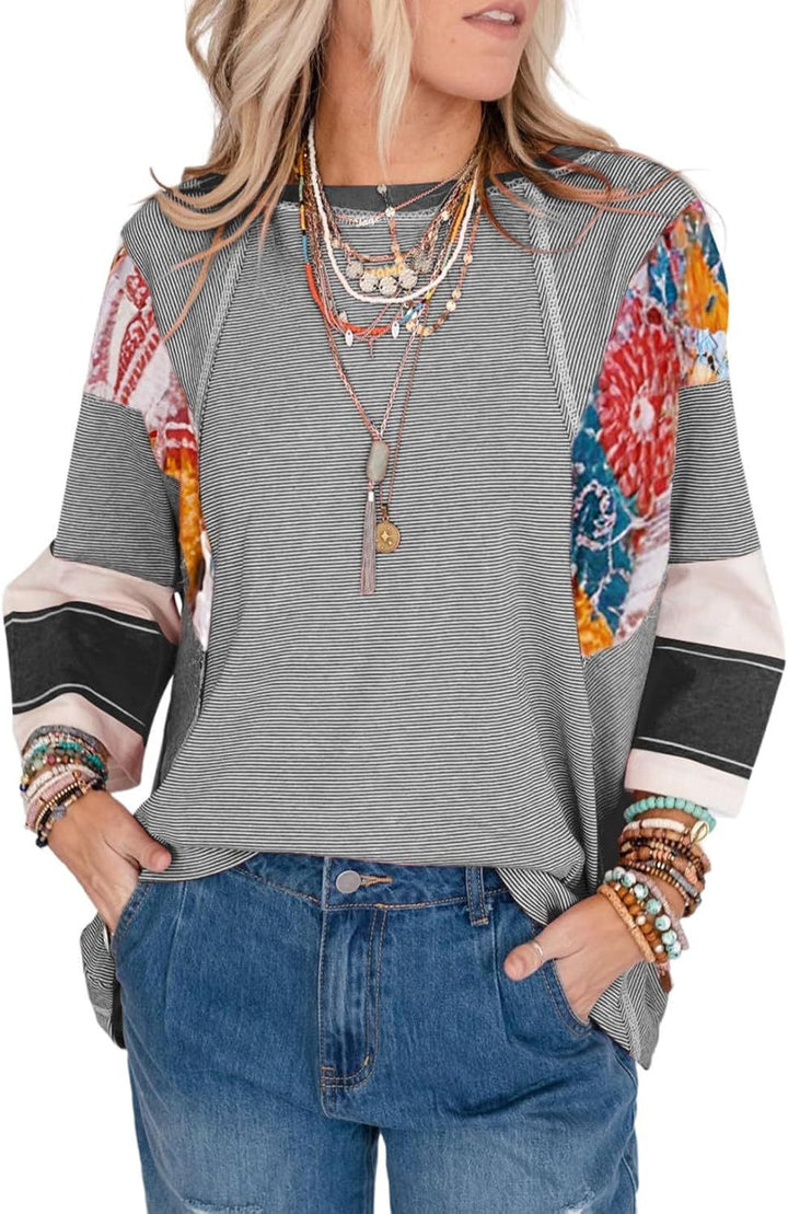 Lizzy | Striped Patch Blouse