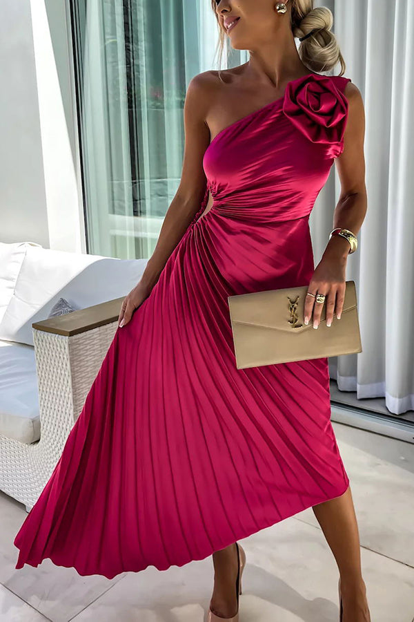 Lizbeth One Shoulder Floral Dress - Elegant Wedding Guest & Cocktail Style