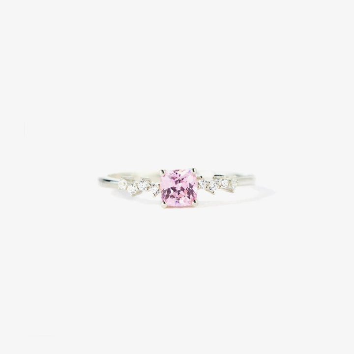 Breast Cancer Awareness Pink Sapphire Square Ring