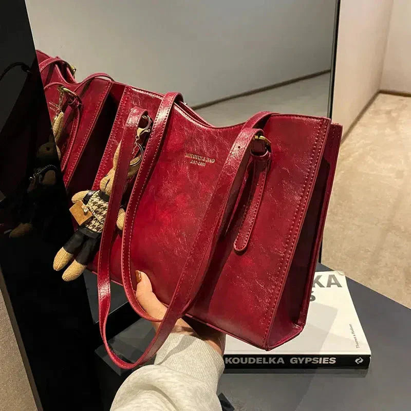 Charmbun Tote Bag - Stylish Vegan Leather with Removable Bunny Pendant