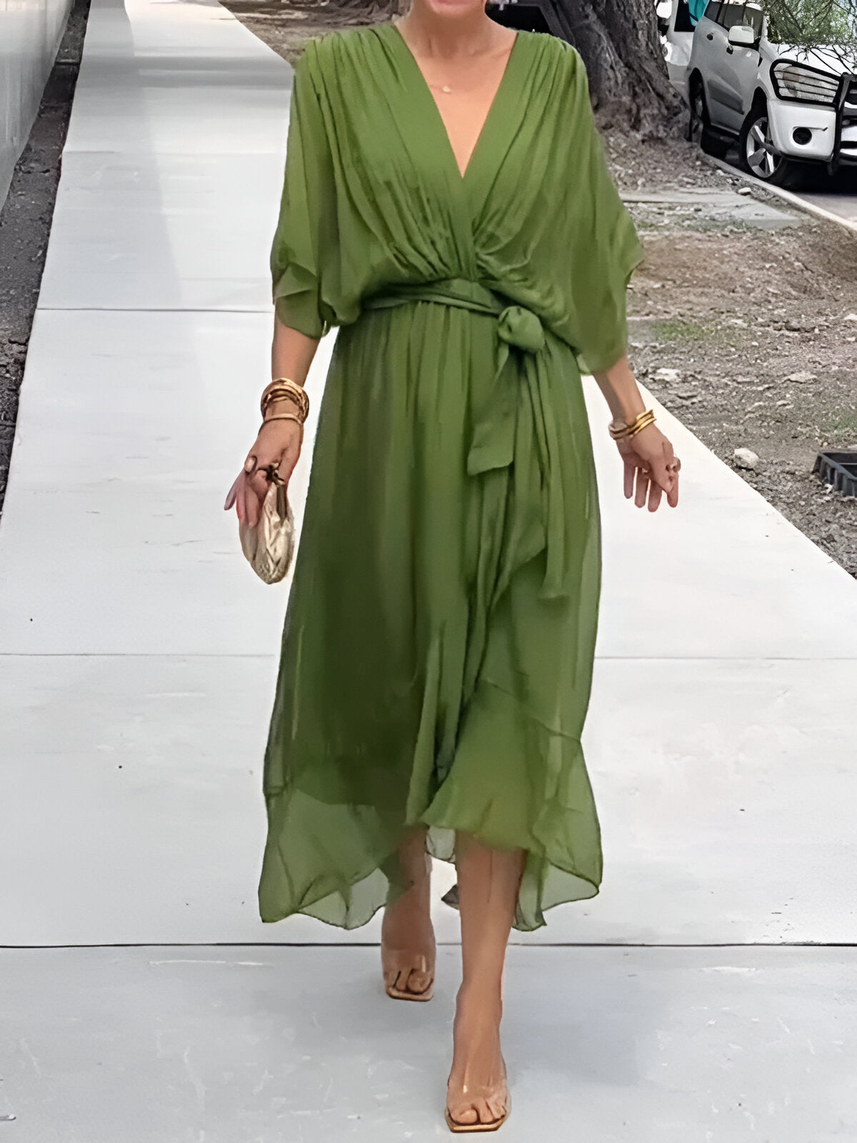 Claire™ | Effortless White Midi Dress for Women