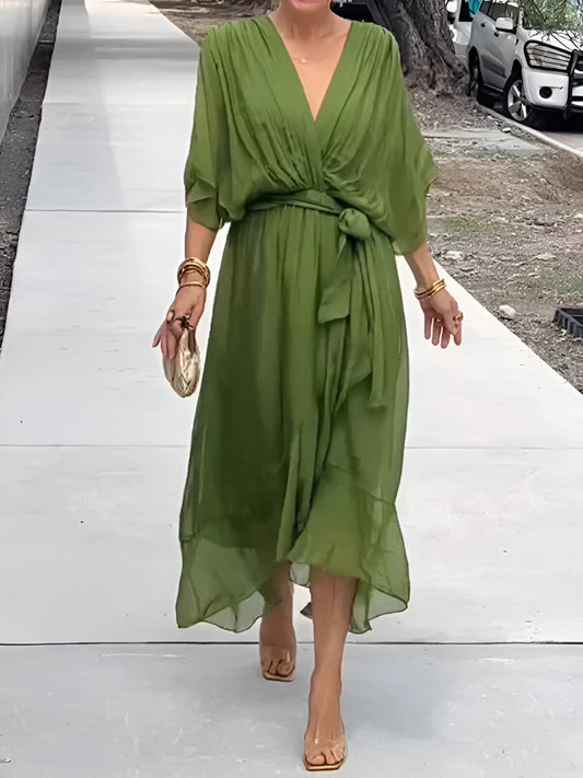 Claire™ | Effortless White Midi Dress for Women