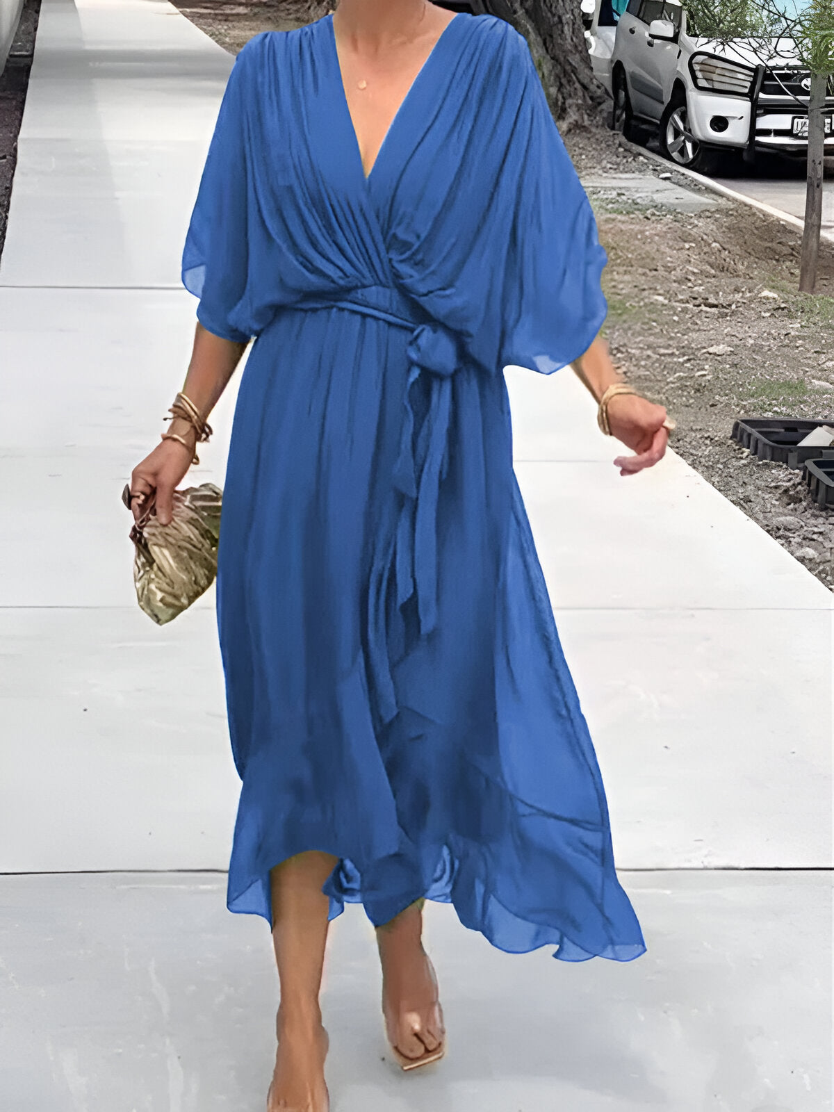 Claire™ | Effortless White Midi Dress for Women