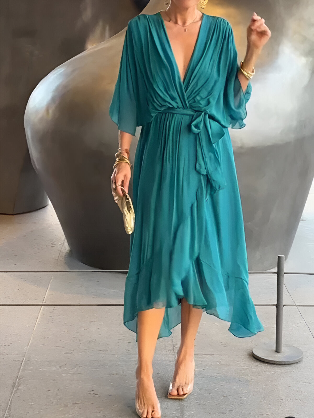 Claire™ | Effortless White Midi Dress for Women