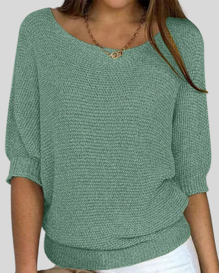 Classic Mid-Sleeve Knit Sweater
