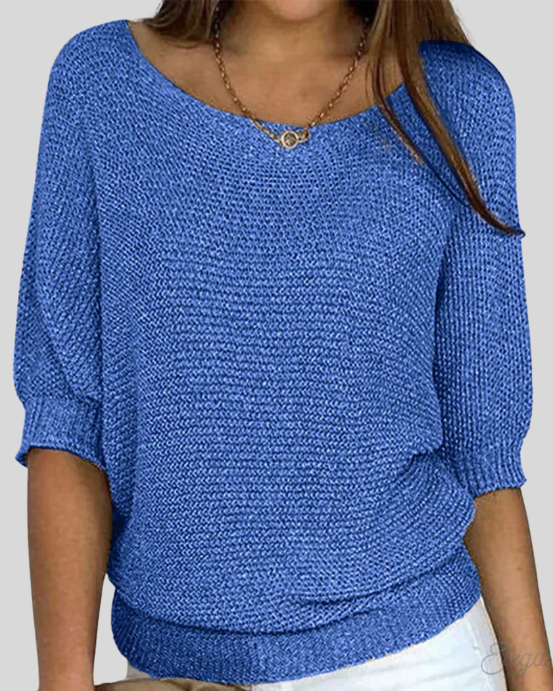 Classic Mid-Sleeve Knit Sweater